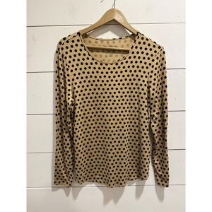 Chico's Karina Dot Top 1 US Medium Tan Black Casual Long Sleeve Tee
